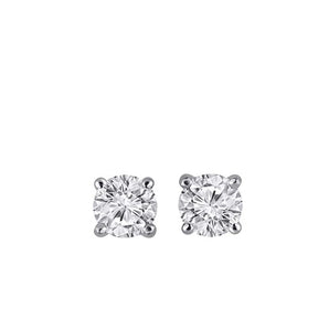 Estate 14K White Gold Round-Cut Diamond Solitaire Stud Earrings
