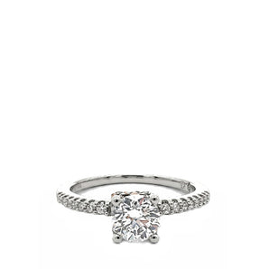 Estate 14K White Gold Solitaire Canadian Diamond Engagement Ring with Accented Band