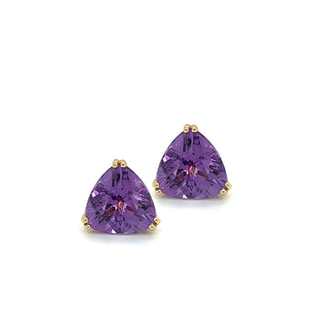 Estate 14K Yellow Gold 10mm Amethyst Filigree Stud Earrings