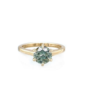 Estate 14K Yellow Gold Green Sapphire Solitaire Ring