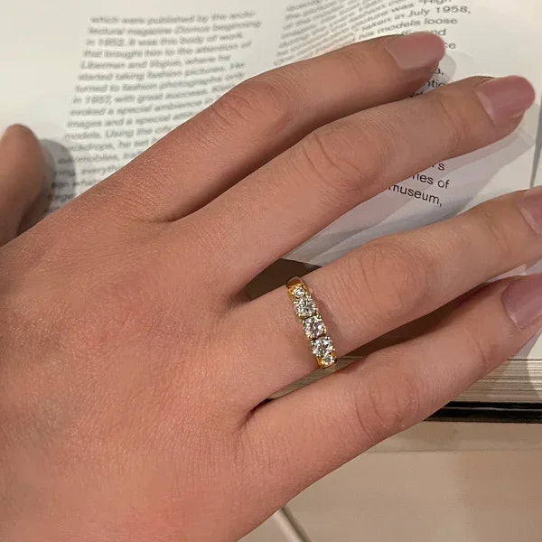 Estate 18K and 14K Gold Five-Stone Diamond Ring