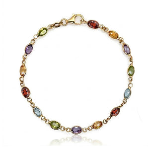 Estate 18K Italian Yellow Gold Tagliamonte Gemstone Station Bracelet