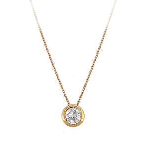 Estate 18K Rose Gold 0.50ct Natural Round Diamond Bezel Solitaire Necklace