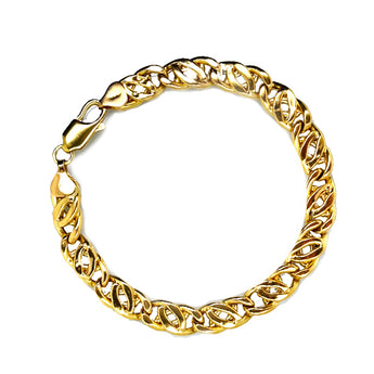 Estate 18K Yellow Gold 8.25 Inch Fancy Link Bracelet