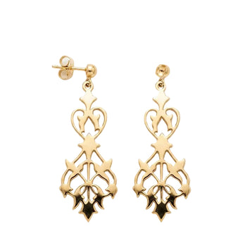 Estate 18K Yellow Gold Floral Filigree Chandelier Drop Earrings