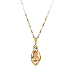 Estate 18K Yellow Gold Topaz and Diamond Pendant