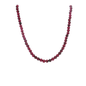 Estate 4.5-4.8mm Garnet Bead Necklace with 14K Gold Filigree Clasp