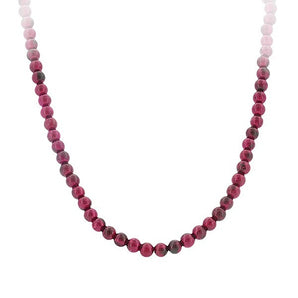 Estate 4.5-4.8mm Garnet Bead Necklace with 14K Gold Filigree Clasp