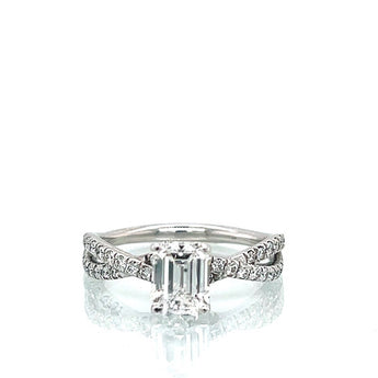Estate Hearts on Fire 18K White Gold 1.05ct Emerald-Cut Natural Diamond Envelope Twist Ring