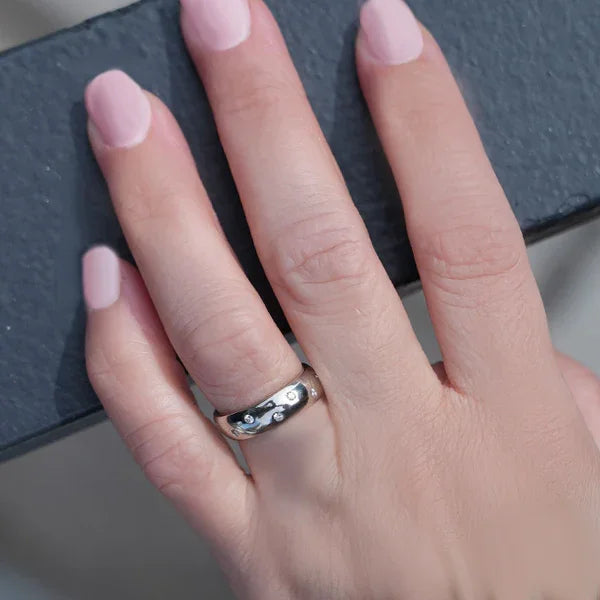 Estate Platinum Eternity Band Ring with Zig-Zag Set Diamonds