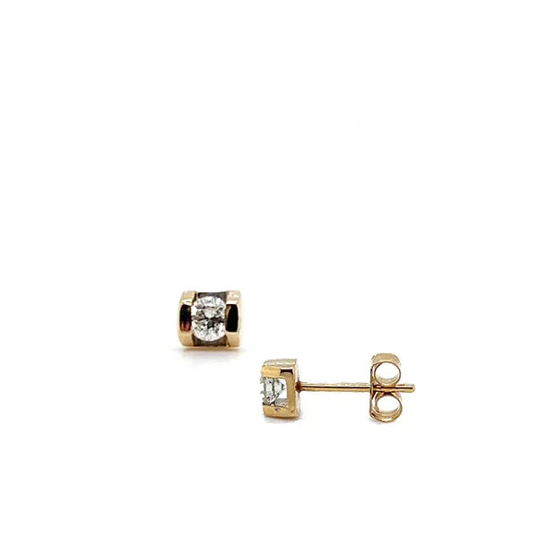 Estate 10K Yellow Gold 0.20ctw Round Diamond Solitaire Stud Earrings