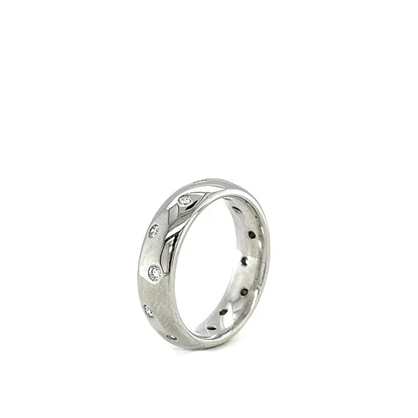 Estate Platinum Eternity Band Ring with Zig-Zag Set Diamonds