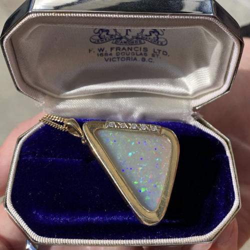 Estate opal and diamond pendant