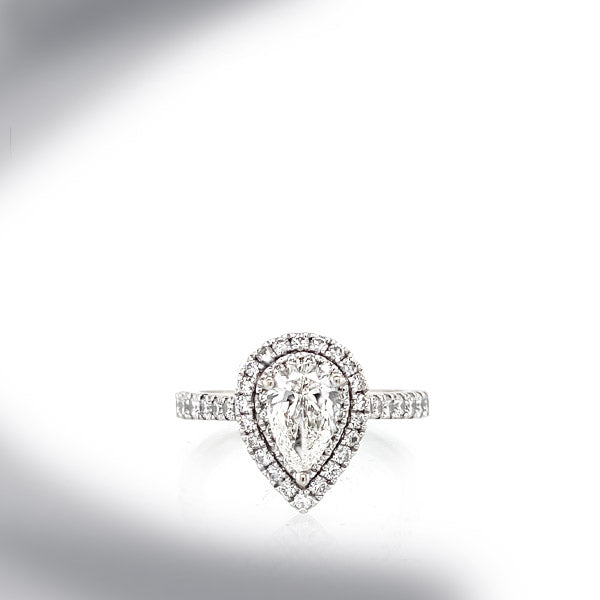 Estate Vera Wang Pear Shaped Halo Diamond Engagement Ring