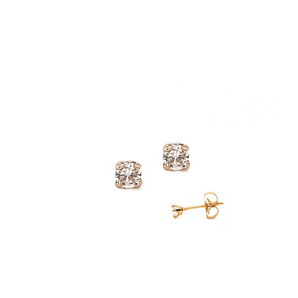 Estate 14K Yellow Gold Mini Diamond Solitaire Stud Earrings