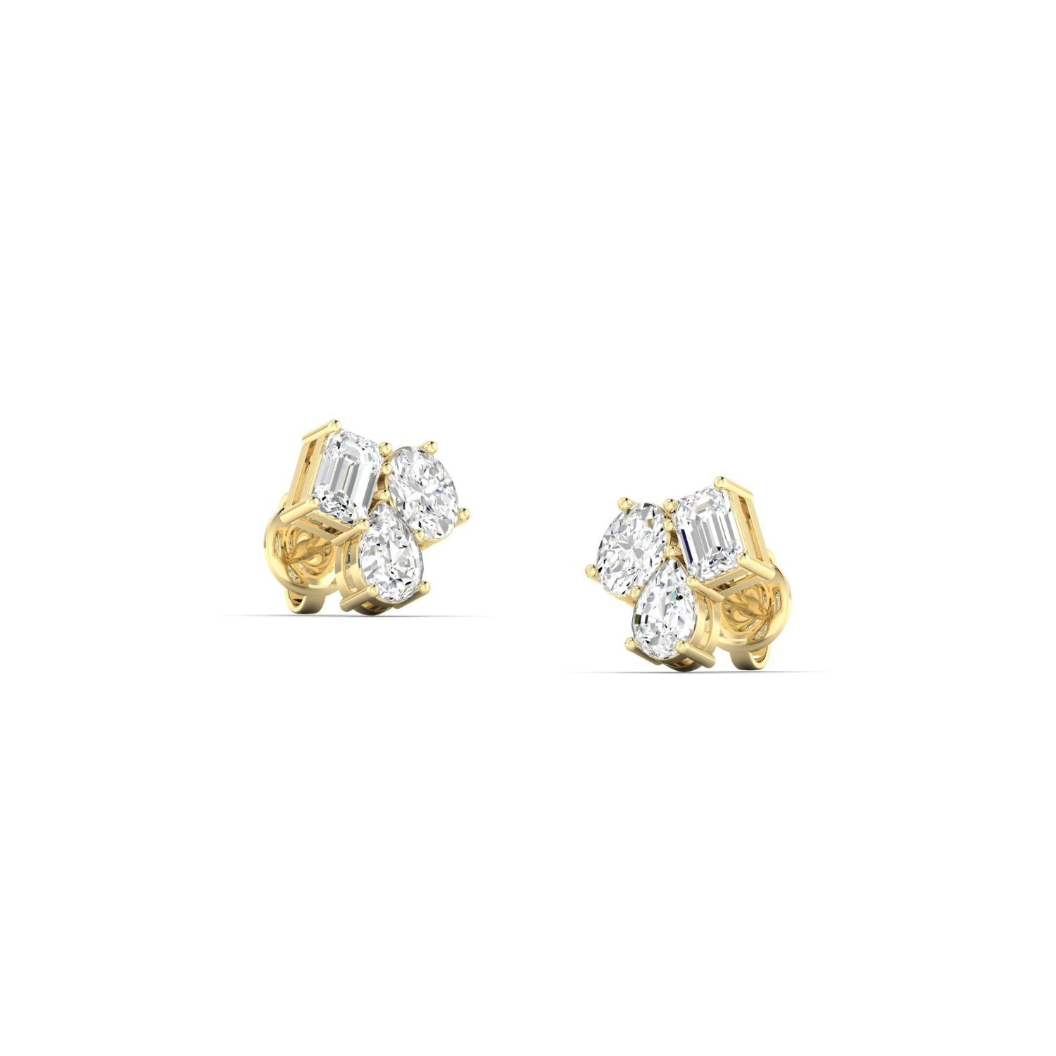 14K Yellow Gold Multi-Shape Lab-Grown Diamond Stud Earrings