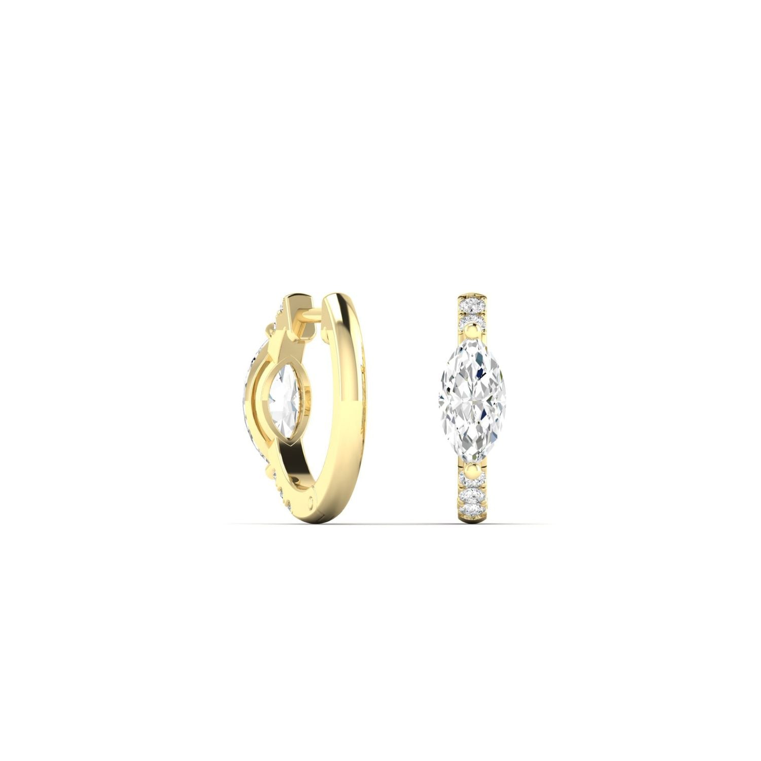 14K Yellow Gold Marquise Lab-Grown Diamond Huggies