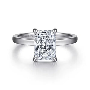 Gabriel & Co. Paula 14K White Gold Rectangular Radiant Cut Diamond Engagement Ring