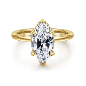Gabriel & Co. Rainah 14K Yellow Gold Hidden Halo Marquise Shape 0.14ctw Diamond Engagement Ring