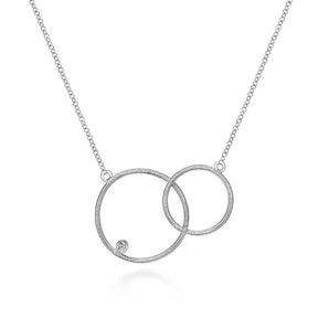 Gabriel & Co. 925 Sterling Silver Double Circle Diamond Pendant Necklace