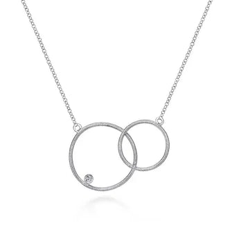 Gabriel & Co. 925 Sterling Silver Double Circle Diamond Pendant Necklace