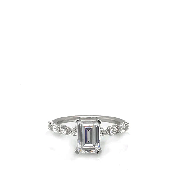 Gabriel & Co. 14K White Gold  Emerald Cut Hidden Halo Diamond Engagement Ring Mount