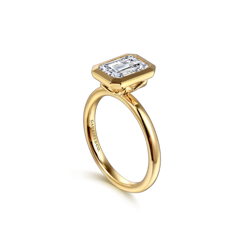 Gabriel & Co. Bezel Set Emerald-Cut Solitaire Engagement Ring