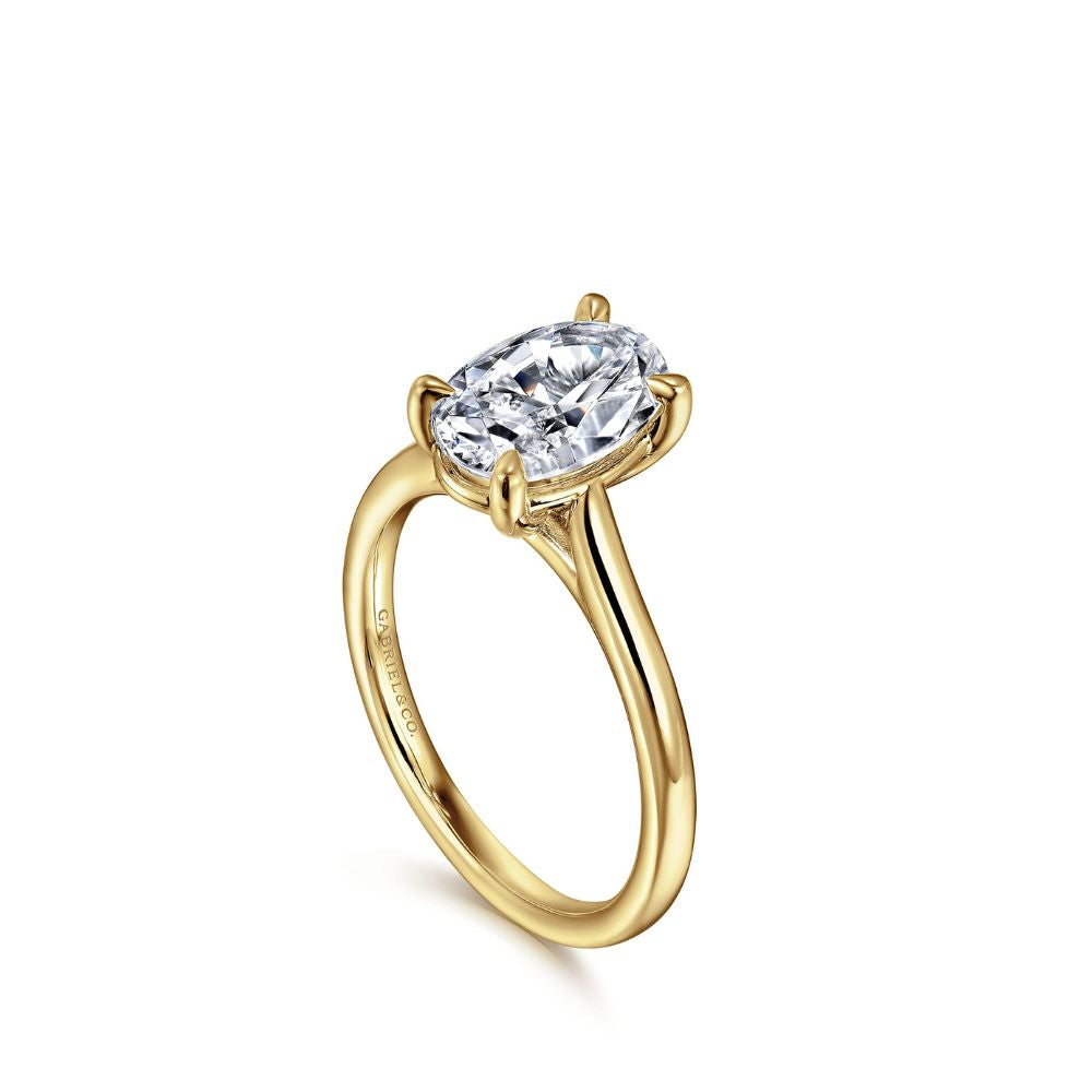 Gabriel & Co. 14K Yellow Gold Oval Solitaire Diamond Engagement Ring