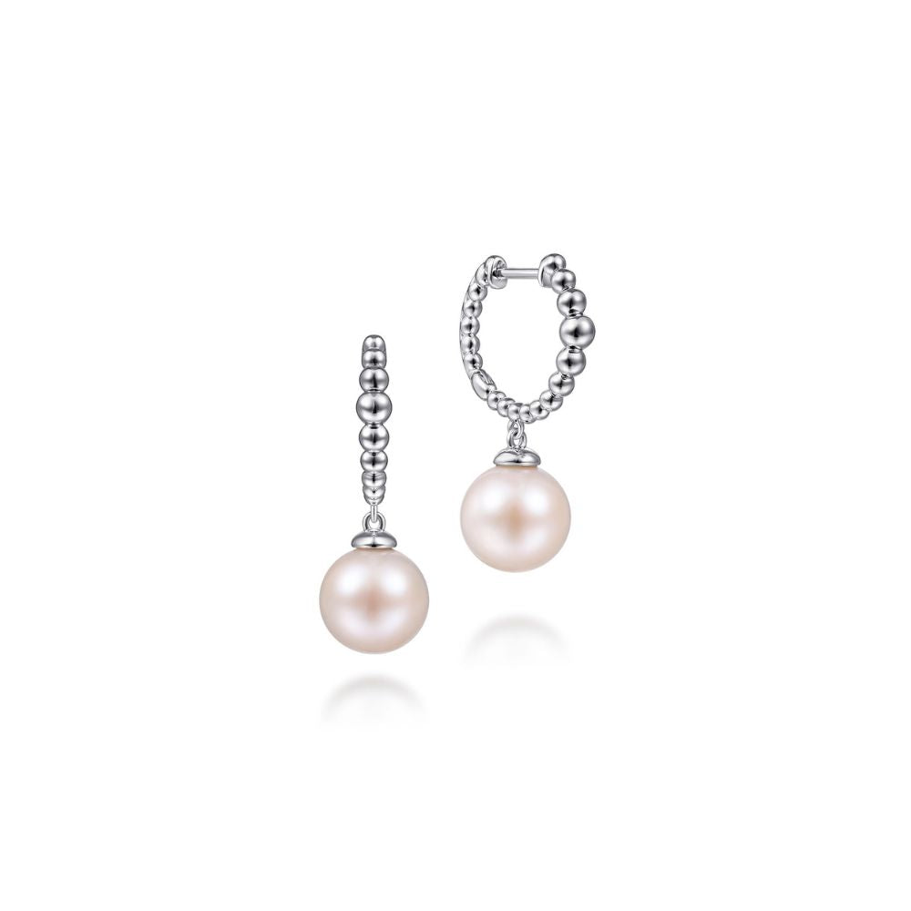 Gabriel & Co. Sterling Silver Bujukan Pearls Drop Huggie Earrings