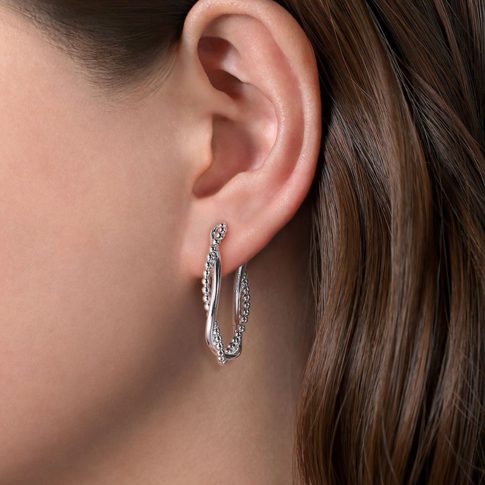 Gabriel & Co. Sterling Silver Bujukan Intricate Hoop Earrings