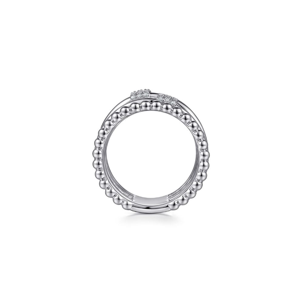 Gabriel & Co. Sterling Silver Bujukan White Sapphire Criss Cross Ring