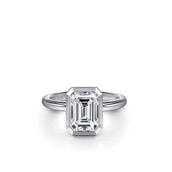 Gabriel & Co. 14K White Gold Emerald Cut Solitaire Diamond Engagement Ring