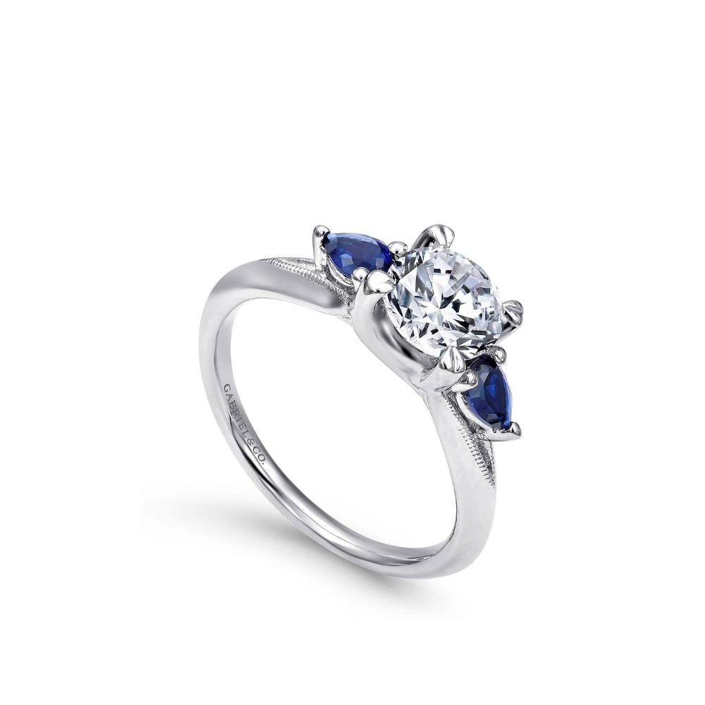 Gabriel & Co. 14K White Gold Sapphire and Diamond Engagement Ring