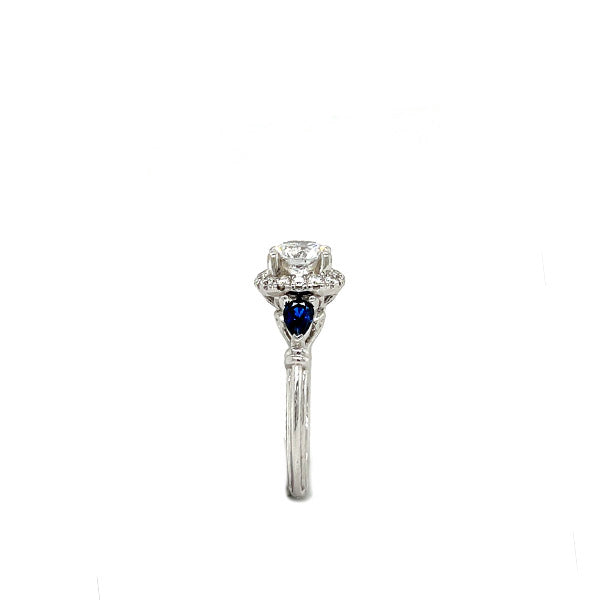 Gabriel & Co 14K Round Diamond Engagement Ring With Sapphire Sides