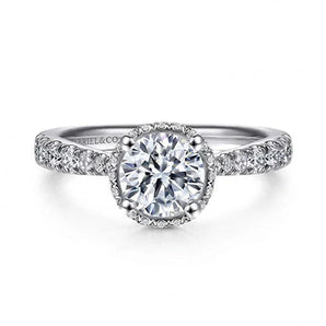 Gabriel & Co. 14K White Gold Moissanite & Diamond Halo Engagement Ring