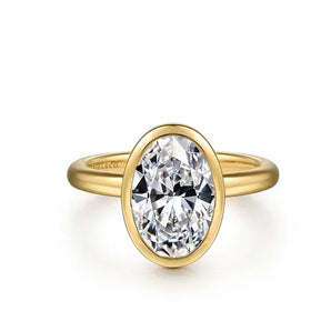 Gabriel & Co. 14K Yellow Gold Oval Bezel Set Engagement Ring