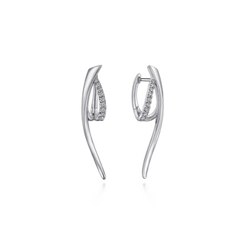 Gabriel & Co. Sterling Silver Twisted White Sapphire Huggies