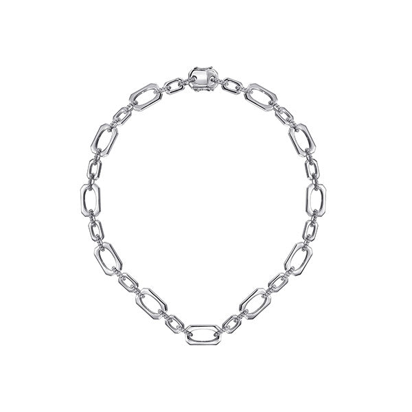 Gabriel & Co Sterling Silver Geometric Link Chain Necklace