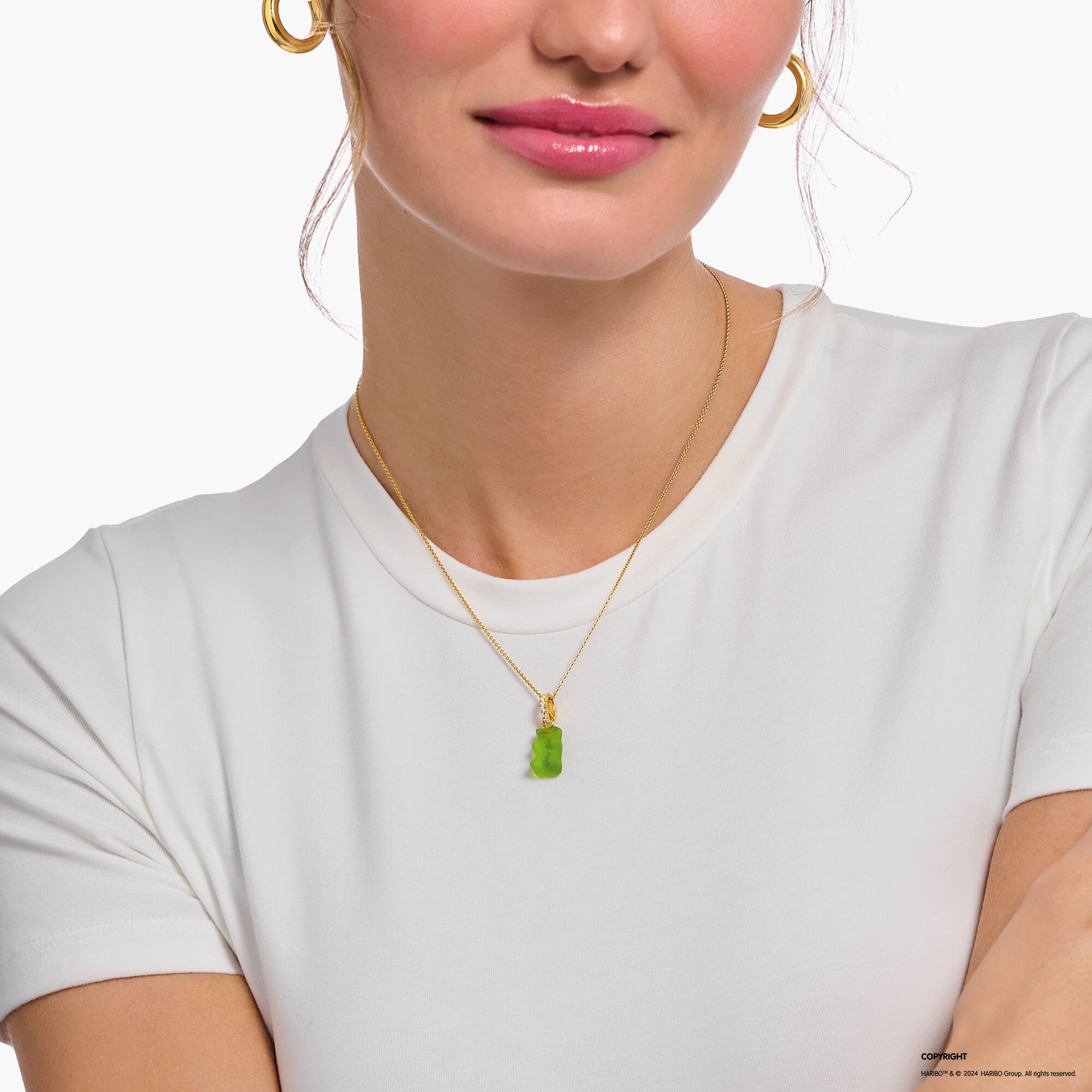 THOMAS SABO x HARIBO: Necklace With Goldbear Green, Vermeil