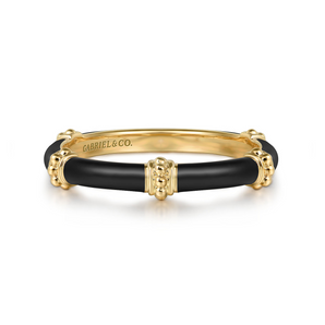 Gabriel & Co. 14K Yellow Gold Bujukan Bar Split Stackable with Black Enamel