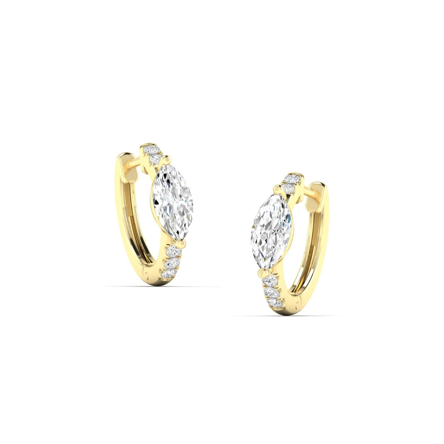 14K Yellow Gold Marquise Lab-Grown Diamond Huggies