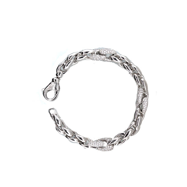 Marcello Pane Sterling Silver And CZ Cable Link Bracelet