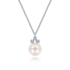 Gabriel & Co. 14K White Gold Diamond and Pearl Pendant Necklace