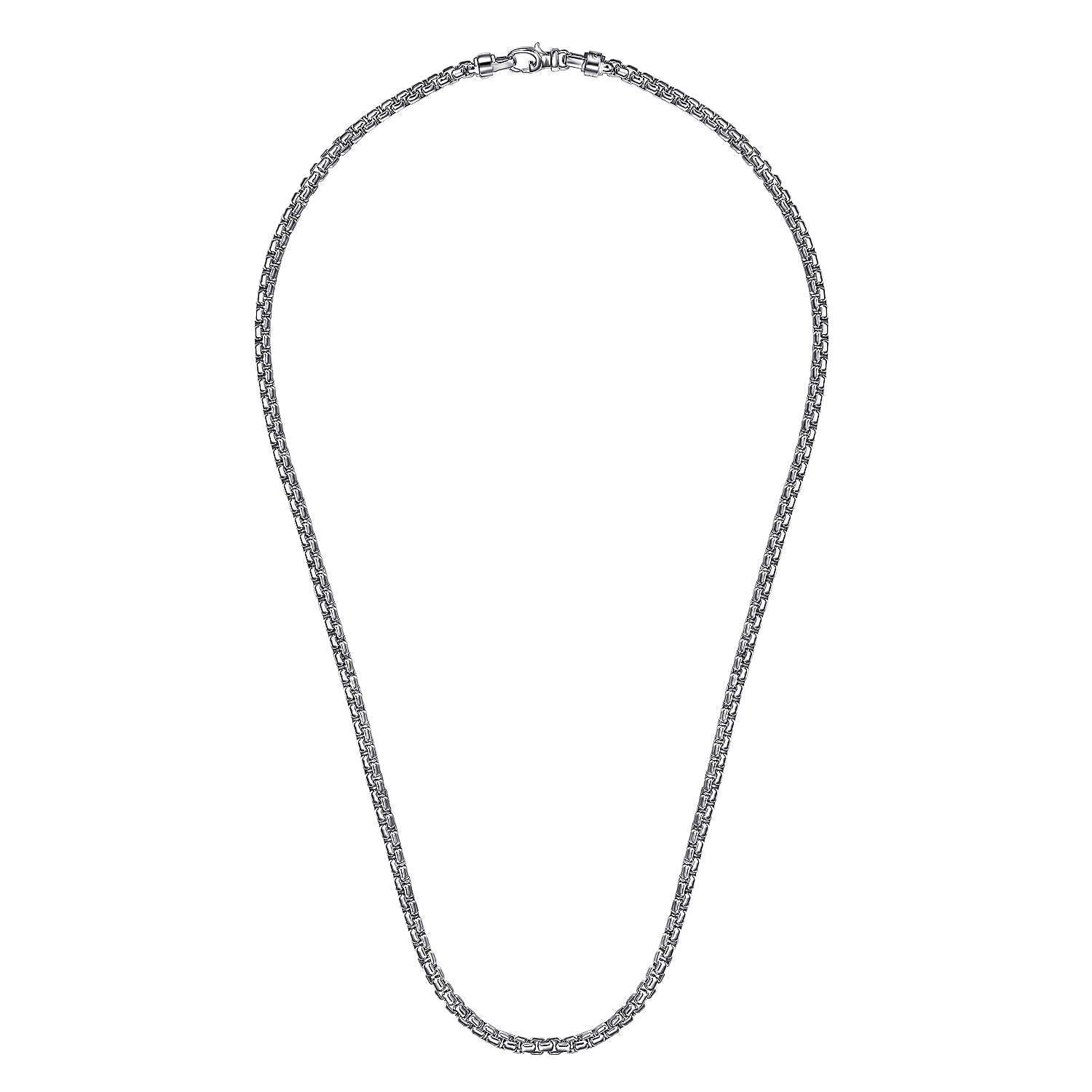 22 Inch 4mm 925 Sterling Silver Mens Round Box Chain Necklace