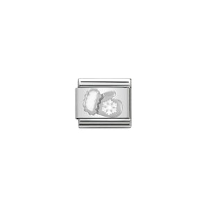 Nomination Italy COMPOSABLE CLASSIC SYMBOLS IN STAINLESS STEEL ENAMEL AND 925 STERLING SILVER GLOVE WITH SNOWFLAKE
