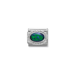 Nomination Italy Comp. Classic hard stones stainless steel rich 925 sterling silver setting Green Opal