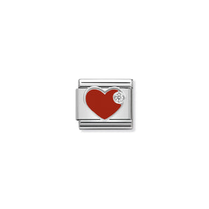 Nomination Italy Composable CL SIMBOLS stainless steel enamel 1 Cub. Zirc and 925 sterling silver RED heart