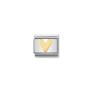Nomination Italy Composable Classic LETTERS in stainless steel with 18k gold V