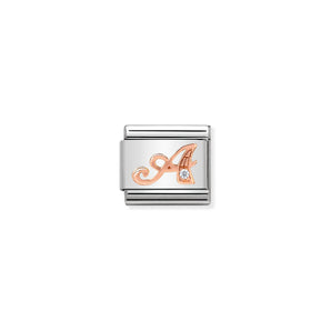 Nomination Italy Composable Classic LETTERS steel zircon and 9k rose gold A