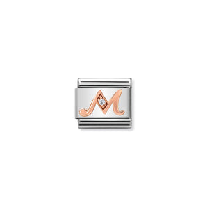 Nomination Italy Composable Classic LETTERS steel zircon and 9k rose gold M